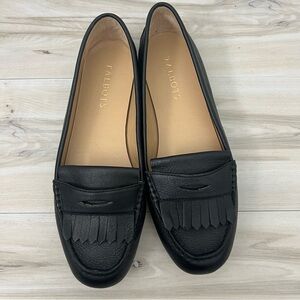 Talbots Black Leather Fringe Loafers
